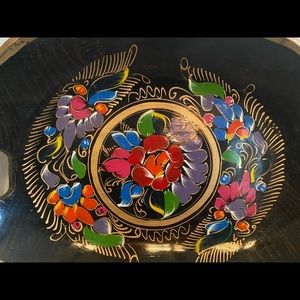 Vintage hand-painted wooden tray